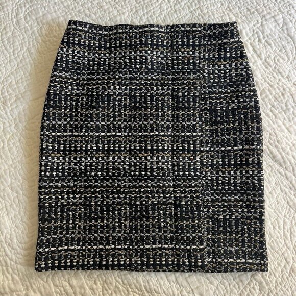 Express Skirt Womens Black Multi Tweed Pencil Holiday Trim Mini NWT Size XXS - Picture 1 of 6